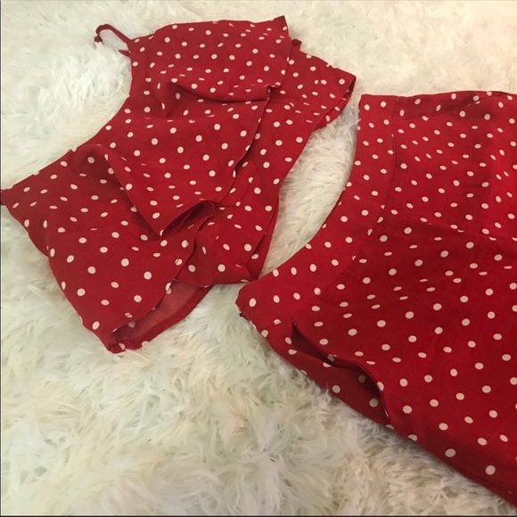 Polka Dot Two Piece Cami & Pants Set Red - Picture 2 of 7